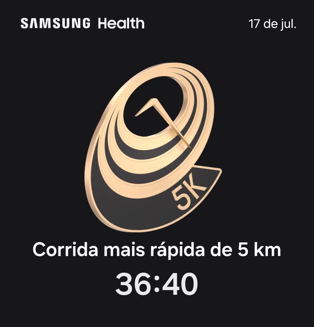 Selo corrida mais rápida de 5 km em 36:40 